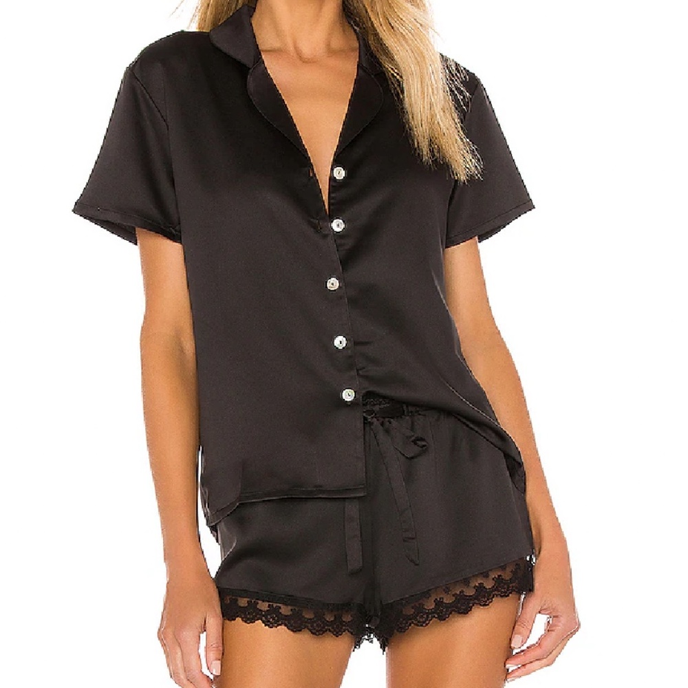 Victoria Solid Charmeuse Notch Short Set